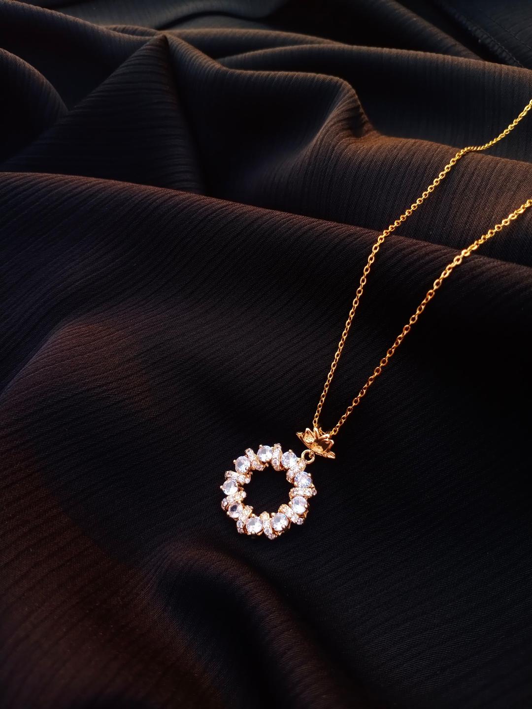 Flower Shaped Gold Plated Locket With Artificial Stones