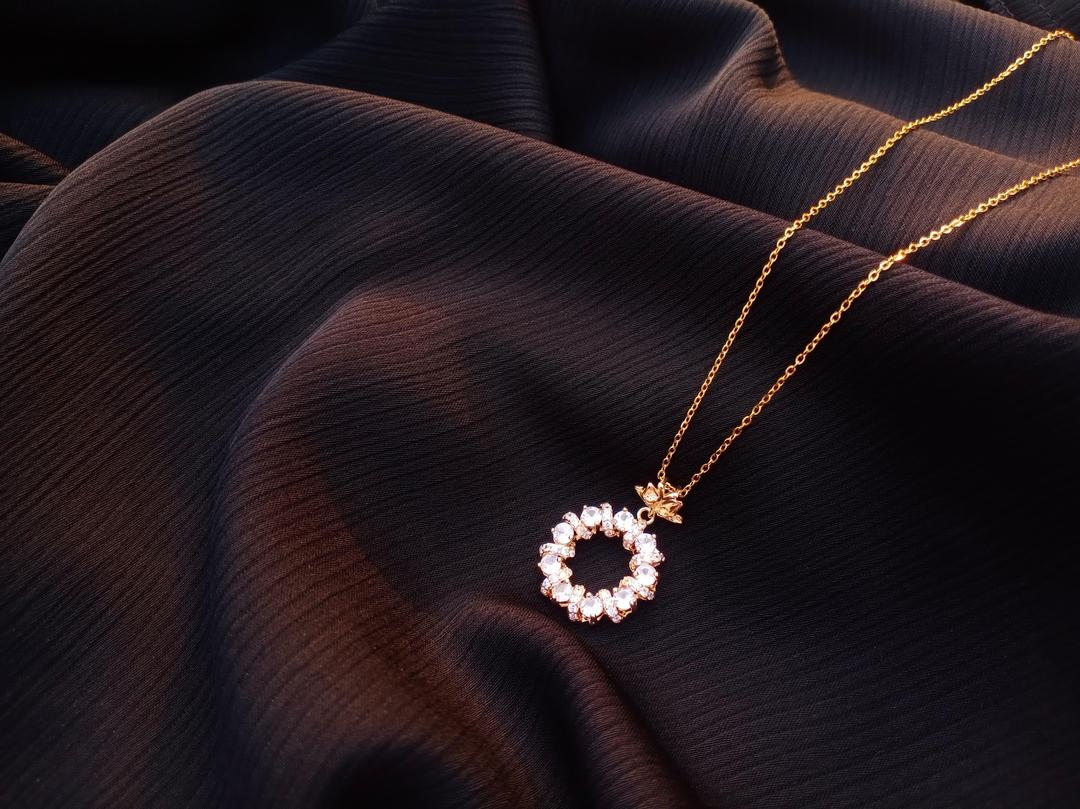 Flower Shaped Gold Plated Locket With Artificial Stones
