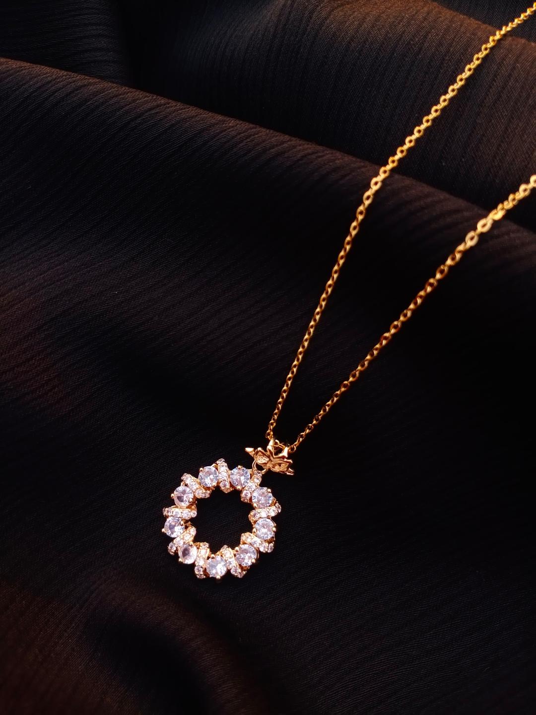 Flower Shaped Gold Plated Locket With Artificial Stones