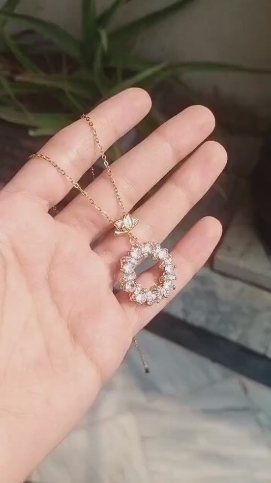 Flower Shaped Gold Plated Locket With Artificial Stones